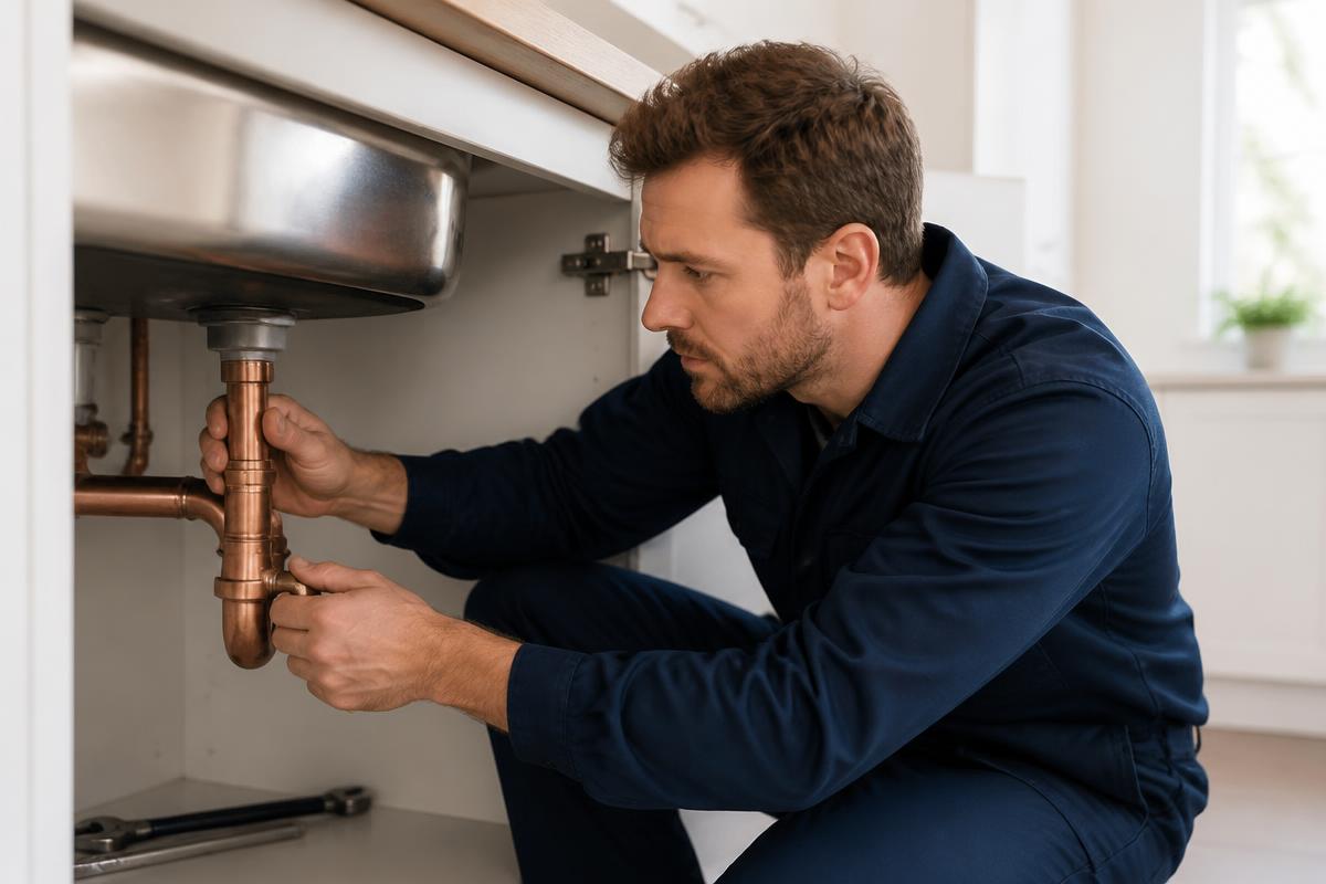 Glover Plumbing Solutions Inc. technician performing quality residential plumbing work